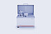 Anton Paar High Temperature Tribometer THT with open protective cover and pin-on-disk test setup on a white background